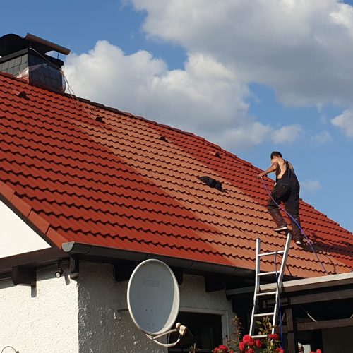 Aufnahme Dach mit Reiniger